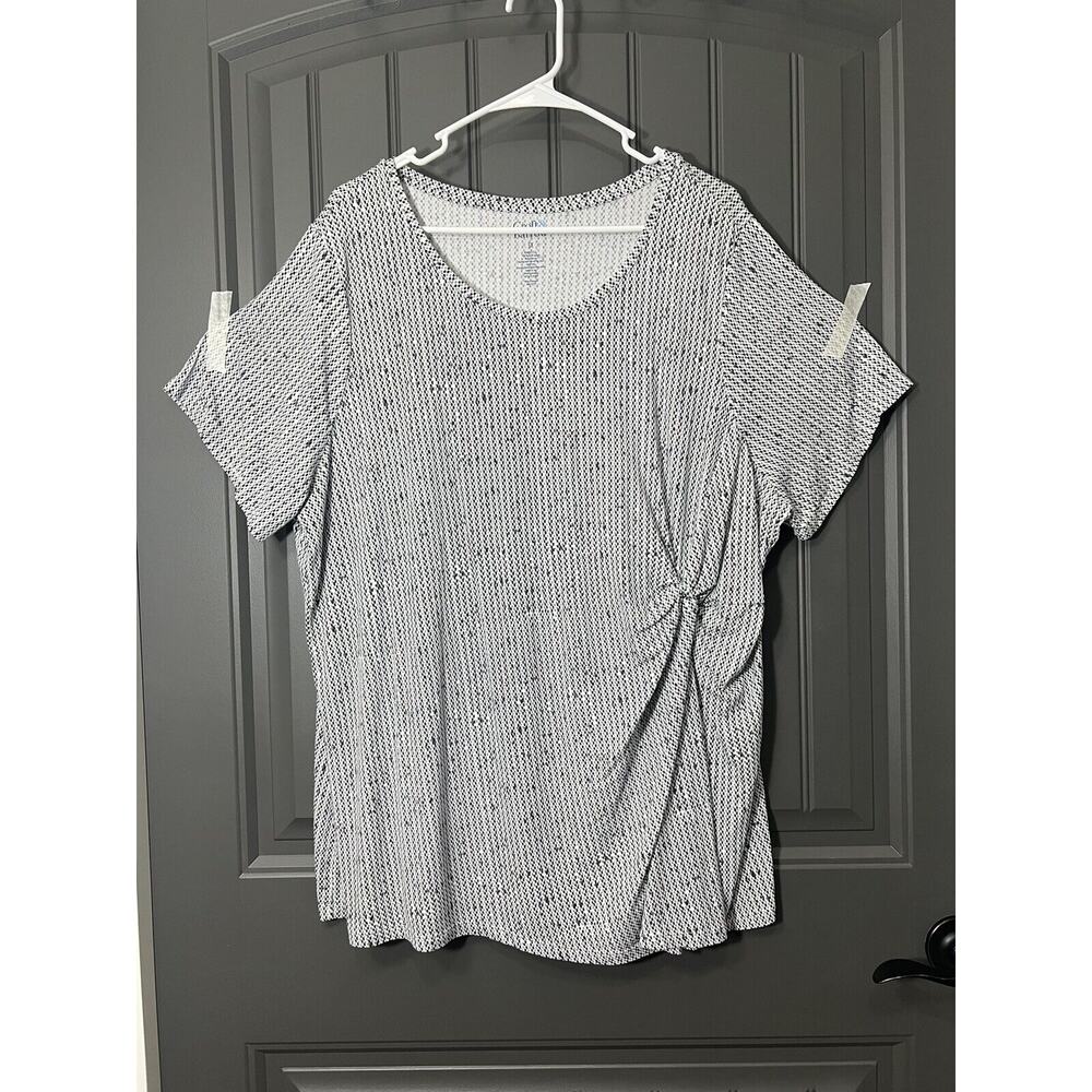 Croft & Barrow Black/Gray/Light Pink Dotted Twist Front Side Knot Size 3x